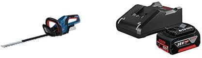 Bosch Professional 18V System Taille-Haies sans-Fil GHE 18V-50 + 18V System Set de Batteries (1x Batterie GBA 18V 4.0Ah + Chargeur Rapide Gal 18V-40)