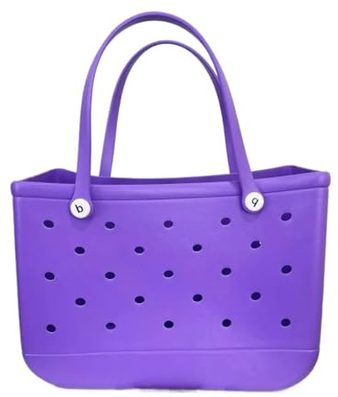 Janmobrian Borsa Mare, Borsa Mare Donna Borsa da Spiaggia XL in Gomma Eva Impermeabile, da Viaggio, da Picnic, Extra Large, da Donna, Borsa da Spiaggia in Gelatina(Purple,XL(48x24x36cm))