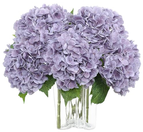 3 Stück Künstliche Hydrangea Licht Lila für Hochzeitsfeier Party Heimdekor | Licht Lila Echte Berührung Hydrangea Blumenstrauß gefälschte Hydrangeen für Hochzeitsfeier Party Büro Heimdekor