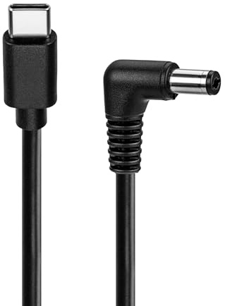 goobay USB-C™ auf DC-Kabel 5V 3A mit Winkelstecker – 1,5 m, USB-C Stecker zu DC 5,5 x 2,5 mm, Stromkabel für Router, Lautsprecher, Mini-Geräte, Schwarz, 78970