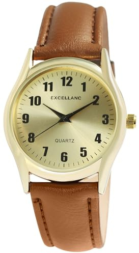 Excellanc Herren Armbanduhr aus Kunstleder in Braun, in Einer Länge von 24 cm, Klassisches Design für jeden Mann