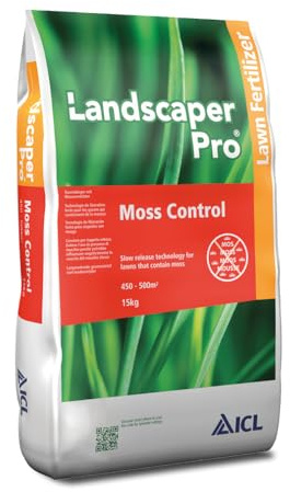 ICL Landscaper Pro Moss Control Rasendünger mit Moosbekämpfung, 14-0-5 (+6Fe), Granulat, 15 kg für 425 m²