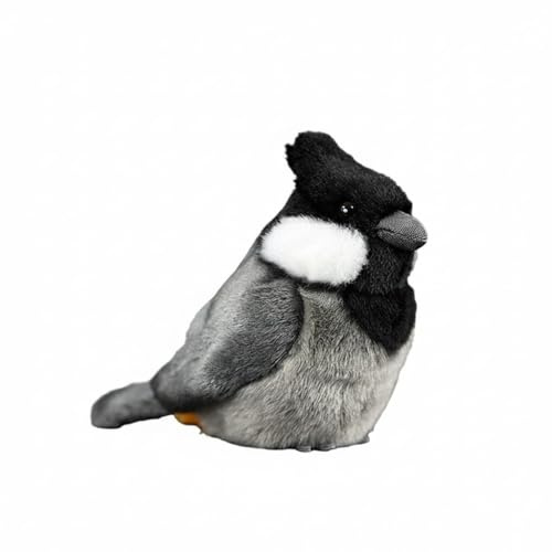 Wyvix Realistisches Plüschtier Einer Schwarzhaubenmeise – 14 cm großes, weiches Vogel-Kuscheltier mit Perlenfüllung