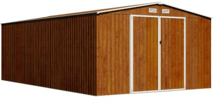 Casetta da giardino in acciaio zincato effetto legno 5,96x3,56xh2,17m -258kg - 21,2 metri quadri