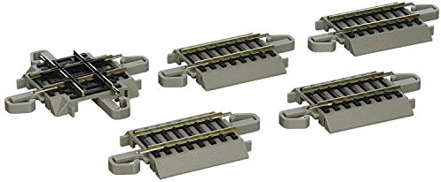 Bachmann 44541 Snap-Fit E-Z Track 90 Degree Crossing (1/Card) -Nickel Silver Rail with Gray Roadbed-HO Scale