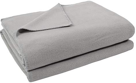 Soft-Fleece-Decke – Polarfleece-Decke mit Häkelstich – Flauschige Kuscheldecke – 220x240 cm – 920 Light Grey Mel. - von ’zoeppritz since 1828’