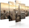 decomonkey Bilder New York 225x112.5 cm XXL 5 Teilig Leinwandbilder Bild auf Leinwand Wandbild Kunstdruck Wanddeko Wand Wohnzimmer Wanddekoration Deko Stadt City Architektur Panorama