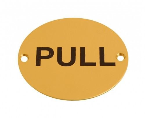 Dzina Pull Door Sign 75mm Screen Printed Brass Pack of 2
