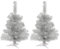 Harbour Housewares 2ft Christmas Trees - 58cm / 2ft - Silver - Pack of 2 - Indoor Desktop Small Xmas Tree Pine Artificial Christmas Tree with Stand Mini Tabletop Holiday Seasonal Decoration