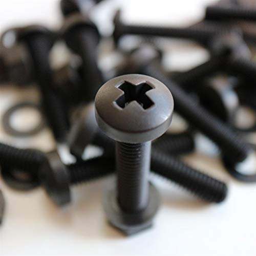 20 x Tornillo de cabeza troncónica Polipropileno Negros (PP), Acrílico, Pernos Tornillos y Tuercas de Plástico, M8 x 40mm, arandelas, resistente al agua, anticorrosivo