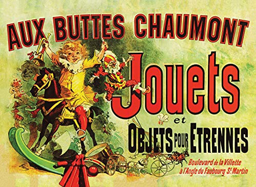 Palace Learning Poster Spielzeug (wie in der Wohnung von Monica's Apartment on Friends gesehen) – Aux Buttes Chaumont Toys von Jules Cheret 1885 – Vintage Art Print Antik 18 x 24