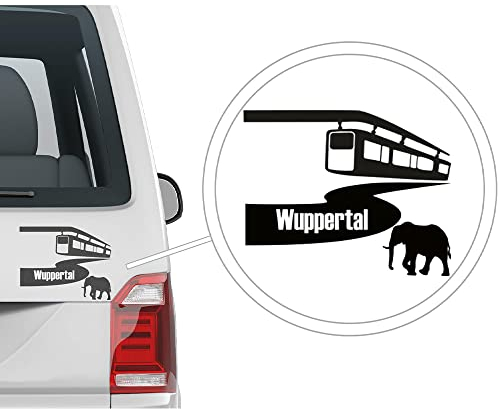Auto-Dress Stadt Wuppertal mit Tuffi, Heck-Auto-Aufkleber 27x28cm (Weiß Glanz)