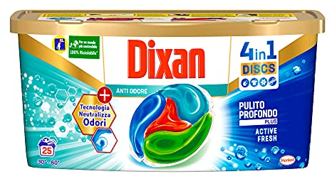 Dixan Discs Detersivo per Bucato Antiodore, 25 capsule