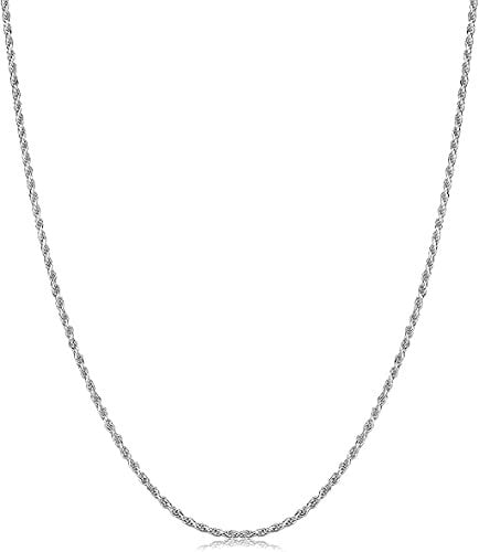 Savlano 925 Sterling Silver 1mm Solid Italian Rope Diamond Cut Twist Link Chain Necklace With Gift Box For Men & Women - Made in Italy