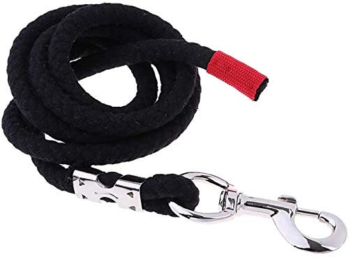 SGerste Robustes gedrehtes Baumwollseil für Pferde, mit Karabinerhaken, 2,5 m, Schwarz