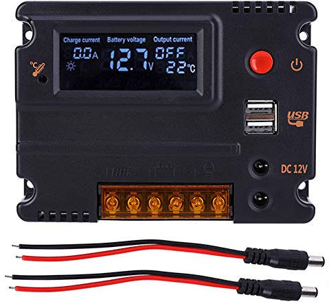 Jeanoko Solar Charger Power Generation Controller 12V 20A LCD Backlight Display Solar Panel Regulator for 4 Series Lithium Iron Phosphate Battery