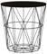 Round Side Table Wire Metal Storage Basket Modern Tea Nest Table with Removable Wood Top for Hallway, Living Room, Bedroom, or Office Decor Sidetable (Black + Black Lid, Medium)