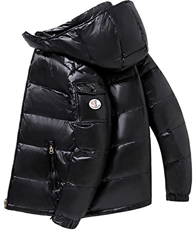YHWW Doudoune,Nouvelle Doudoune Brillante pour Hommes épaissie Section Courte Veste en Duvet Respirante à Capuche et résistante au Froid pour Hommes,2008 Noir,M