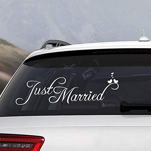 DEMON KILLER Just Married Aufkleber Selbstklebend- Hochzeitsbanner Hochzeitsbeschriftung in weiß Wandtattoo Hochzeit Trauung Heiraten Sticker Selbstklebend Dekoration