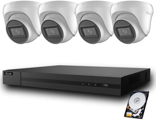 Hilook CCTV Camera System 8MP, 4K, 4 CH Outdoor Kit IP67, 60 M IR Night Vision, 2.8mm Lens (2 TB)