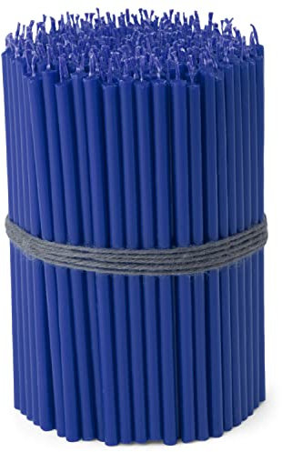 NKlaus - 250x bougies bleues sans suie sans gouttes fines L 16cm cire de paraffine premium 36112