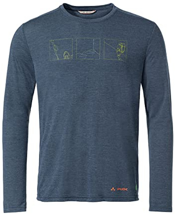 VAUDE Herren Baselayer Rosemoor Ls T-Shirt III, leicht und trotzdem angenehm wärmend, plegeleicht und schnelltrocknend, Dark sea, S