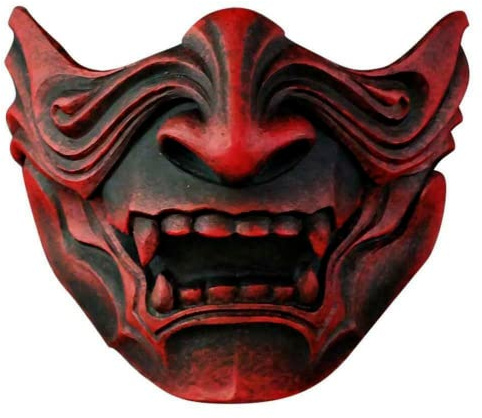 asky Japanische Hannya Maske Demon Oni Samurai Noh Kabuki Prajna Teufel Halbgesichtsmaske Cosplay