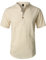 LucMatton Men's Casual Cotton Linen Short Sleeve Henley Shirt Summer Lightweight Banded Collar Beach Tops Beige Cream Large