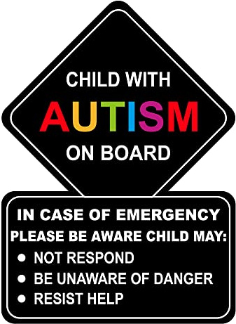 5pcs 4x5.5 Child with Autism On Board Sticker Autistic Child Alert Sticker