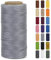 LEREATI Ledergarn 0,8mm x 260m Flacher Wachsschnur Gewachster Faden Leder Nähen Faden, Leder Nähgarn Garn für Handwerk, Nähen, Reparatur, Buchbinden, Schmuck, Häkeln (Hellgrau)