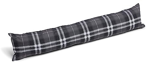 Highland Tartan Check GREY RED GREEN Draught Draft Excluder Energy Saving Long Door Sausage Cushion with Zipped Removable Cover (GREY 87cm LONG)