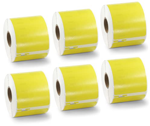 BETCKEY - 6 Große Rollen Gelb Mehrzwecketiketten Kompatibel mit DYMO 99015(S0722440), 54mm x 70mm, 2400 Farbige Etiketten für LabelWriter 450, 4XL NICHT passend 550 oder 5XL