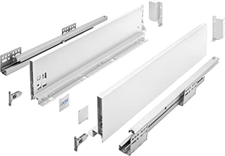 GTV Schubladenschienen AXIS PRO I Schubladenauszüge mit Vollauszug I Weiß I Belastbarkeit bis 40 kg I Push to Open Systeme I den Freien Zugang I Breite: 300 mm I Höhe: 120 mm