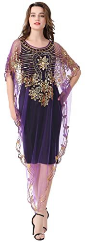 BESTORI Damen Festlich Spitzenschal Stola Retro Sommer Wraps Pailletten Poncho Für Kleider Hochzeit Lila