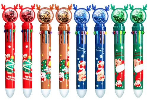 RoadLoo Weihnachten Kugelschreiber, 8 Stück Weihnachtsmann Kugelschreiber Weihnachtskugelschreiber Gelschreiber Weihnachten Weihnachtsbaum Stift Geschenk Schule Schreibwaren