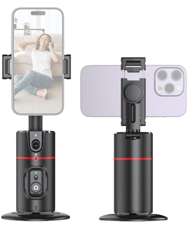 Andoer Auto Face Tracking Stativ, Smarte Handyhalterung mit Bewegungsverfolgung 360° drehbar, Smart Tracking Telefonhalter mit Telefonclip, 1/4-Zoll-Schraube für Vlog, Live-Streaming, Videoaufnahme