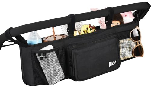 ZZM Doppel-Kinderwagen-Organizer für Bob Duallie und Baby Jogger City Mini GT2, Doppel-Baby-Kinderwagen-Zubehör mit 2 Kühltaschen, Elternkonsole, Doppel-Jogging-Kinderwagen-Organizer (leere Tasche)