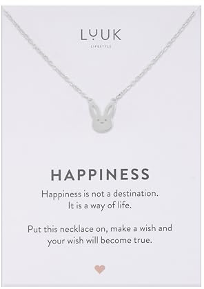 LUUK LIFESTYLE Stainless steel necklace with cute pendants, Angel Wings|Whale|Baguette|Pinecone|Bunny|Honeybee|Duck|Flower, Gifts for Women, 50cm adjustable chain, Silver|Gold|Rose Gold