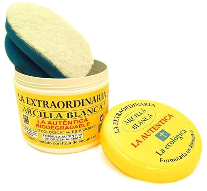 La Extraordinaria Arcilla Blanca Limpieza 600 Gr│ Piedra de Arcilla Blanca│ Arcilla Limpiadora Multiusos │ Riol Distribuciones │Fabricada en España │ Bote Amarillo