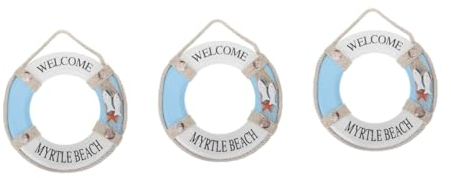 Garneck 3 Stück Rettungsring Anhänger Nautischer Rettungsring Dekorativer Rettungsring Holz Rettungsring Haushaltsanhänger Rettungsring Wanddekoration Wandbehang Ornament