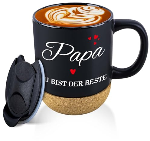 Belillpipi Papa Tasse - Geschenk für Männer, Geburtstag, Vatertag - Bester Papa Tasse Mit Spruch - Kaffeetasse für Weihnachten - Porzellan (Schwarz)