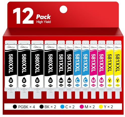 SANCTink 12Pack (Schwarz*6) PGI-580 CLI-581 XXL PGBK Druckerpatronen