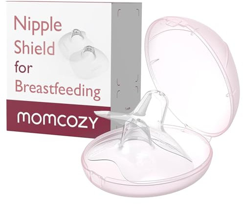 Momcozy Contact Nipple Shields, 100% Food-Grade Silicone for Breastfeeding Difficulties, Ultra-Thin & Super-Soft, Made Without BPA/BPS, Include Carry Case (17mm)