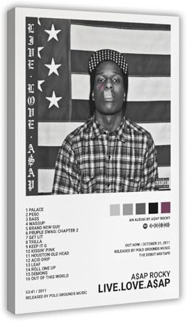 Poster Top Rapper Asap Rocky Music Cover, Live Love ASAP, 1 Leinwand-Poster, Schlafzimmerdekoration, Landschaft, Büro, Raumdekoration, Geschenk, 20 x 30 cm