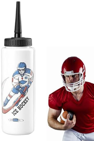Bvizyelck Football Water Bottles Squeeze - 1L Hockey Water Bottle with Long Straw,Portable Extended Tip Football Water Bottles for Those Who Love Sports