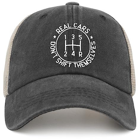 NLWQEKV Lustige Mütze „Real Cars Don't Shifts Themselves“ für Herren, Papa-Mütze, grafische Kappe