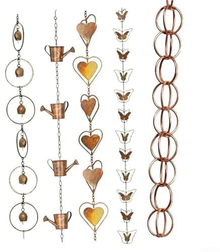 Catene da pioggia per grondaie, lunghezza 1 m, in rame, con fiore di loto, accessorio decorativo di ricambio per grondaie, grondaie, drenaggio (farfalla)