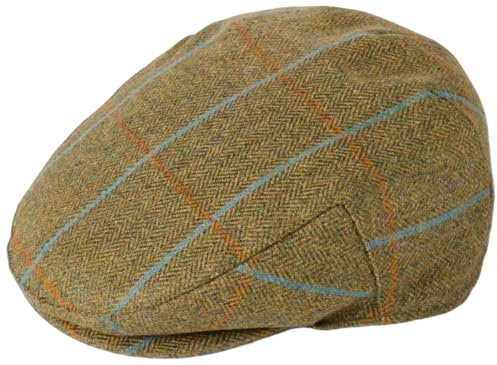 Failsworth Millinery Waterproof Porelle Flat Cap in Pattern 486 - Green, Size: Medium (57cm)