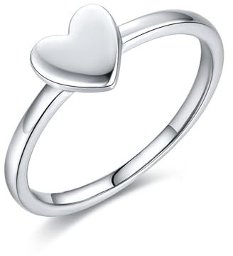 Whoiy Frauen Ehering Weissgold 585 Ohne Steine, Trauringe Herz Echt Gold 14k Hochzeit Ringe für Damen Gr. 47 (15.0)