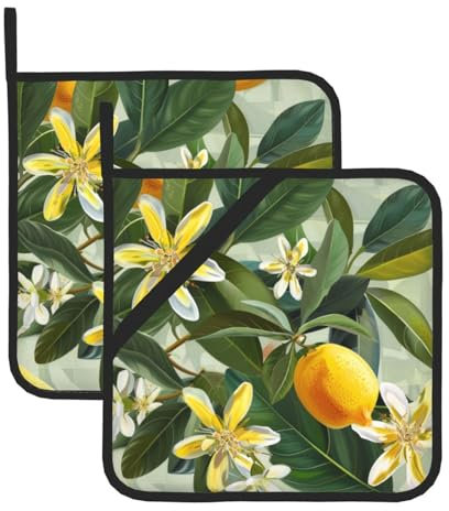 Lot de 2 maniques carrées résistantes à la chaleur pour four à micro-ondes et four à micro-ondes Jaune